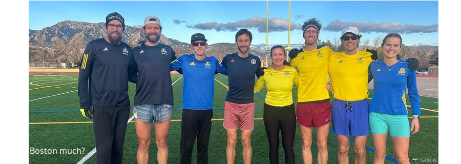 Runners wearing Boston Marathon shirts